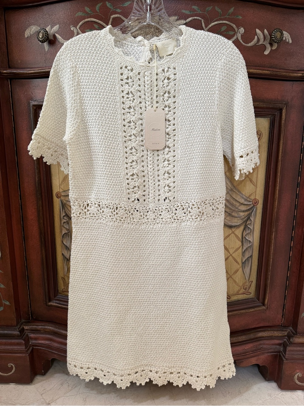 DÔEN Heirloom Bathilde Crochet Mini Dress - Size M - Picture 6 of 9
